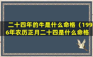 二十四年的牛是什么命格（1996年农历正月二十四是什么命格 🐧 ）